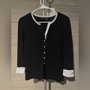 Tailor B. Moss Black and White Button Down Shirt‎ with Cuffed Sleeves